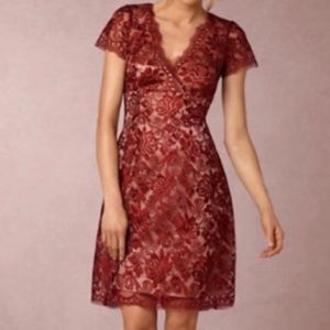 BHLDN Hitherto Lace “Elaine” Dress Anthropologie Red 8